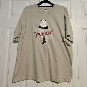 A Christmas Story "Fragile" Leg Lamp Graphic Tee - Tan - Size XL